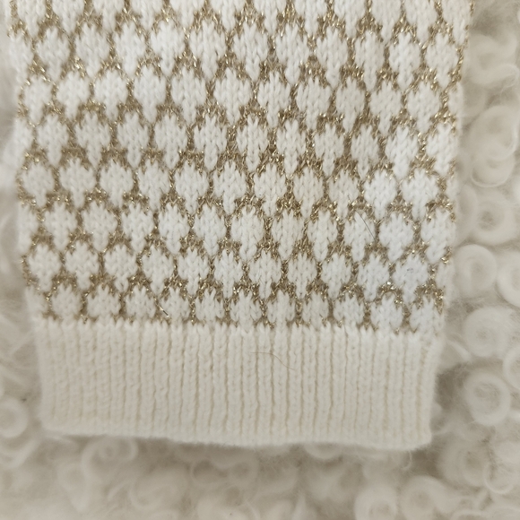 Gymboree Kid Girl Sz L 10-12 Cream Gold Sleeve Knit Sweater Cardigan Formal - Picture 7 of 8
